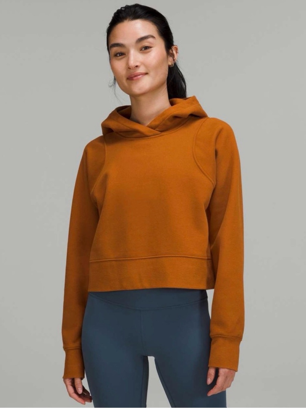 Lululemon Cropped Hooded Sweatshirt in Burnt Orange - Butternut Women EUC